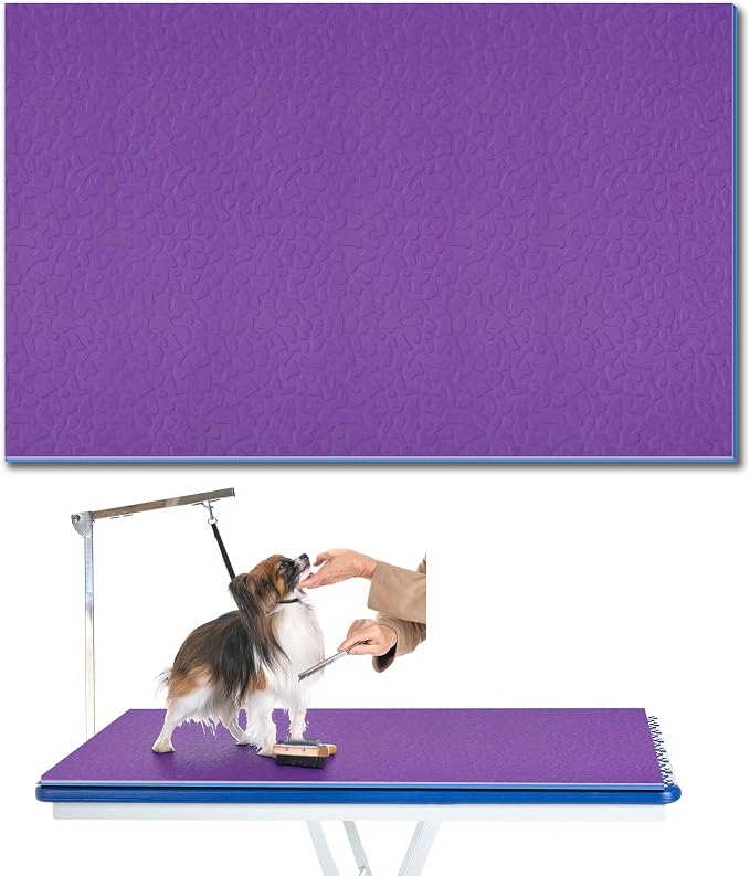 Nuanchu Dog Grooming Table Mat,36 x 24 x 0.2In,Non-Slip PVC Pad, Purple
