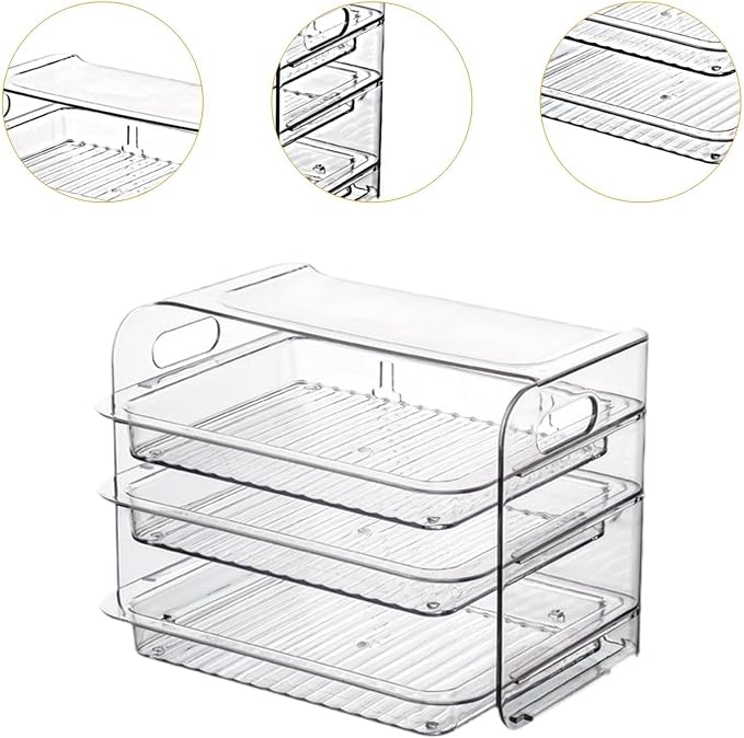 Side Dish Rack Multi Layer Food Prep Tray Vegetable Storage Plate with Pull Out Shelves and Portable Handle in PET Material Suitable for Home Events P, White 3 Layer