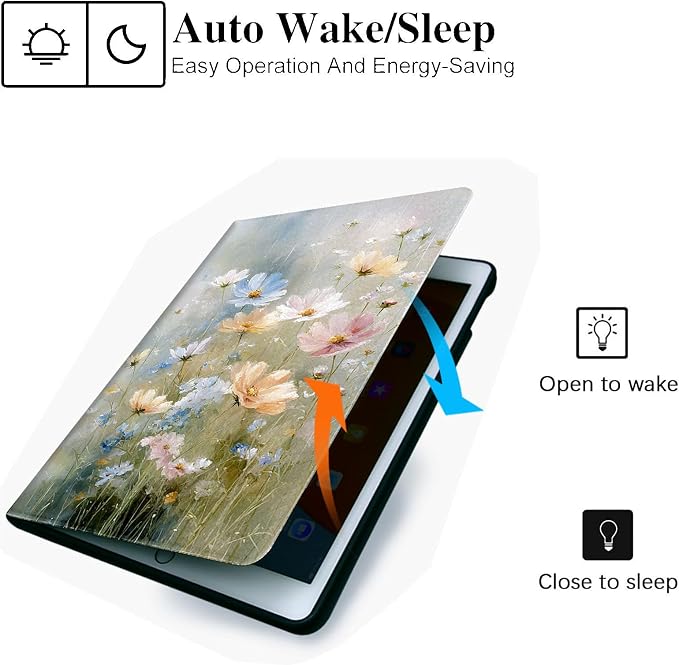 for Microsoft Surface Pro 7 Plus,Surface Pro 7/6/5/4 12.3" Tablet Case,Auto Wake/Sleep,Adjustable Stand Protective Cover - Watercolor Flower