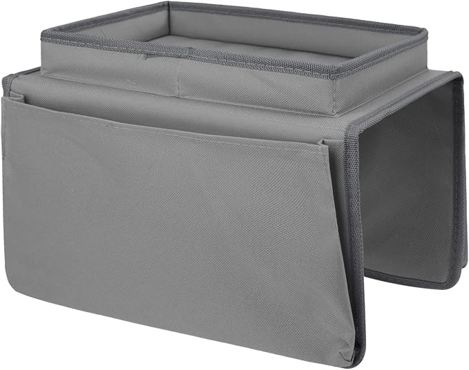 Sofa Armrest Organizer with Cup Holder Tray Chair Arm TV Remote Holder for Recliner Couch Armchair Caddy Bedside Storage Pockets Bag for Cellphone Tablet Book Magazines Drinks Holder Pouch