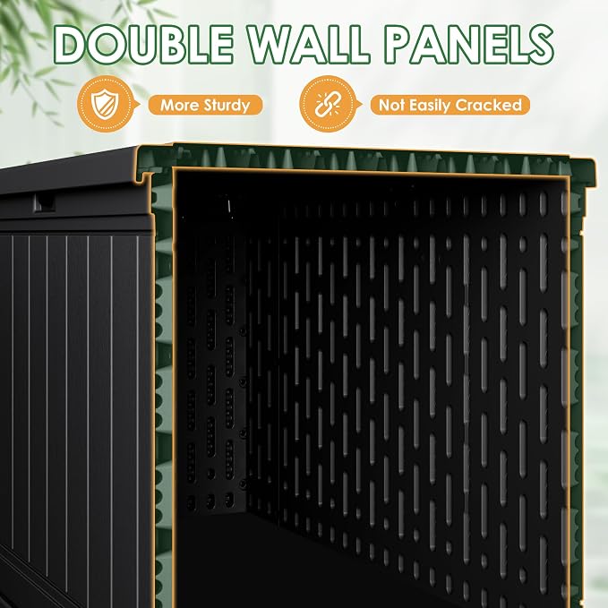 Devoko HDPE 260 Gallon Deck Box Double-Wall with Divider | Large Outdoor Storage Box Side Handles, Waterproof and Lockable for Patio Furniture, Garden, Pool
