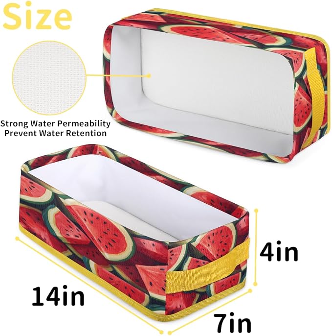 Watermelon Pattern Bathroom Storage Basket Waterproof Foldable Storage Bins with Handles Decorative Toilet Paper Storage Basket for Organizing for House Bathroom Toiletries