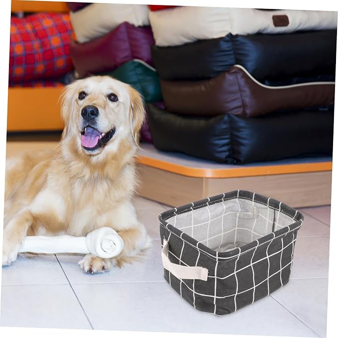 DOITOOL 2pcs Cotton Linen Storage Baskets Handles Versatile Organizer for Pet Items Cosmetics and Sundries and Portable Home Storage