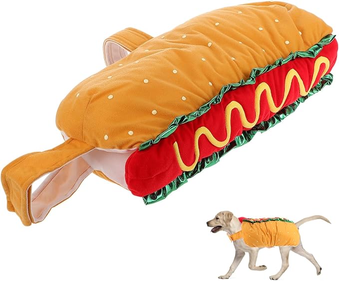 Hot Dog Pet Costume XL, Dog Cat Halloween Hamburger Costume Clothes | Festival Cosplay Apparel for Dogs and Cats, Comfortable Warm Festival Pet Outfit for Holiday Party Decor, Photography Props