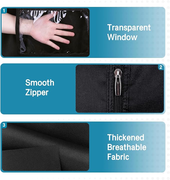 KIMBORA 35" Garment Bags for Hanging Clothes Travel, 4" Gusseted Suit Bags for Closet Storage Mens Garment Protector Cover for Coats, Jackets, Shirts (3 Packs)