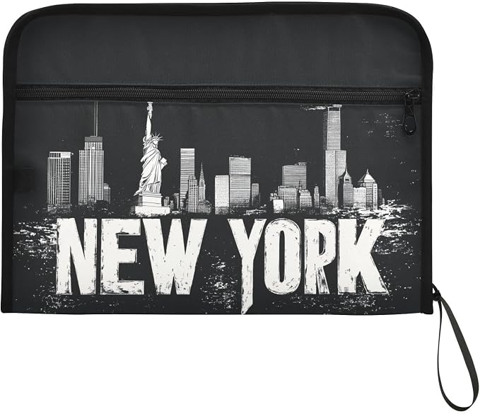 13 Pocket Zipper Expanding File Folder A4 New York City | Accordion File Organizer with Front Pouch A4 Letter Size Portable Folders for Documents Receipt School Office Supplies