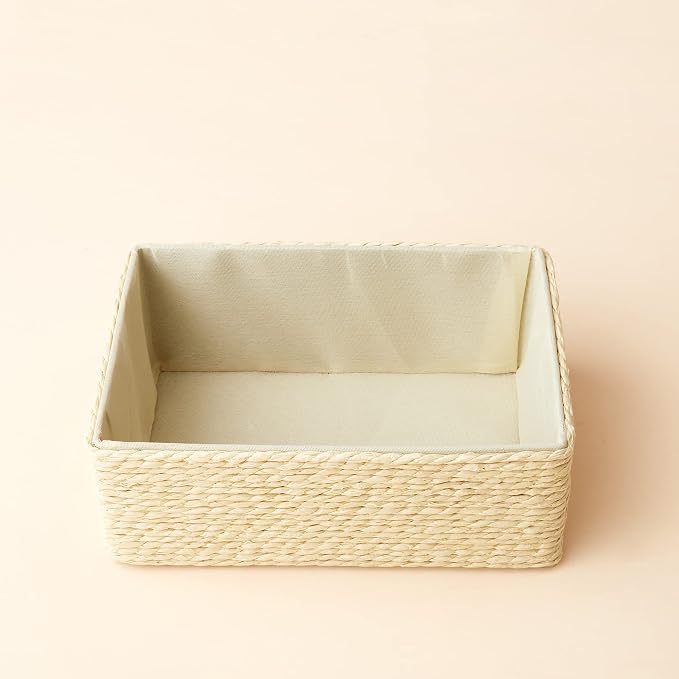 LA JOLIE MUSE Bathroom Basket Organizers, Paper Rope Storage, Beige 4 Pack