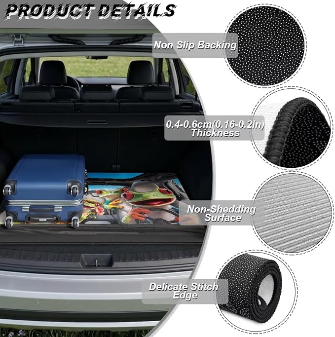 Funny Driving Frog Trunk Mat 29" x 39" for SUV, Funny Animal Cargo Liner Rear Trunk Mat Automotive Interior Accessories for Picnic Camping Travel