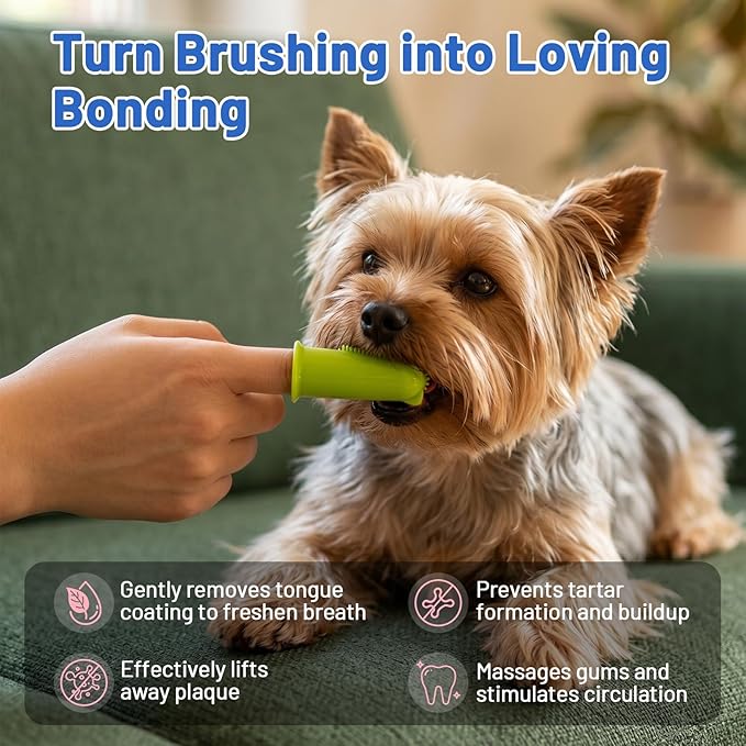 2-Pack Dog Finger Toothbrush, 180° Finger Toothbrush for Dogs Silicone & Cat Tooth Brush for Teeth Cleaning & Dental Care, Dog Tooth Brushing Kit for Medium & Large Pets