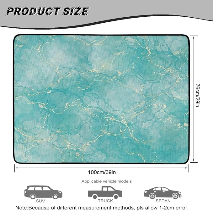 Howilath Turquoise Marble Car Trunk Liner All Weather Cargo Mat, SUV Trunk Mat for Cars Non-Slip Car Trunk Mat Universal Vehicle Interior Protection, Fits Most Sedan & SUV