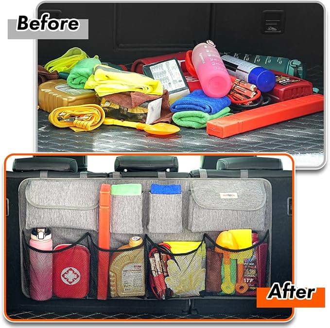 SURDOCA Car Trunk Organizer, LARGE CAPACITY Car Storage Bag with 8 Pockets, 7X Upgraded Trunk Storage Organizer for Car, SUV, Truck, MPV
