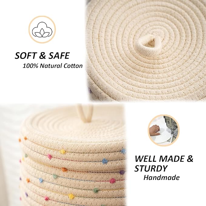Small basket, Cute Woven Basket with Lid & Decorative Bin for Storage | small woven basket rope basket decorative basket gift basket