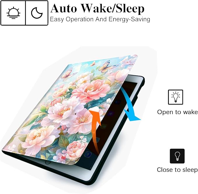 for Microsoft Surface Go 4/3/2/1-10.5" 2021 Tablet Case,Auto Wake/Sleep,Adjustable Stand Protective Cover - Pink Peony Butterfly