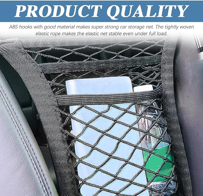 3-Layer Car Mesh Organizer, Seat Back Net Bag, Barrier of Backseat Pet Kids, Cargo Tissue Purse Holder, Driver Storage Netting Pouch