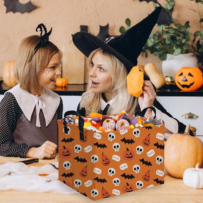 Halloween Ghost thriller basket,Empty Halloween basket,Horror and thriller decor,Trick or Treat Box for Boys and Girls,Horror decor(Bat pumpkin)