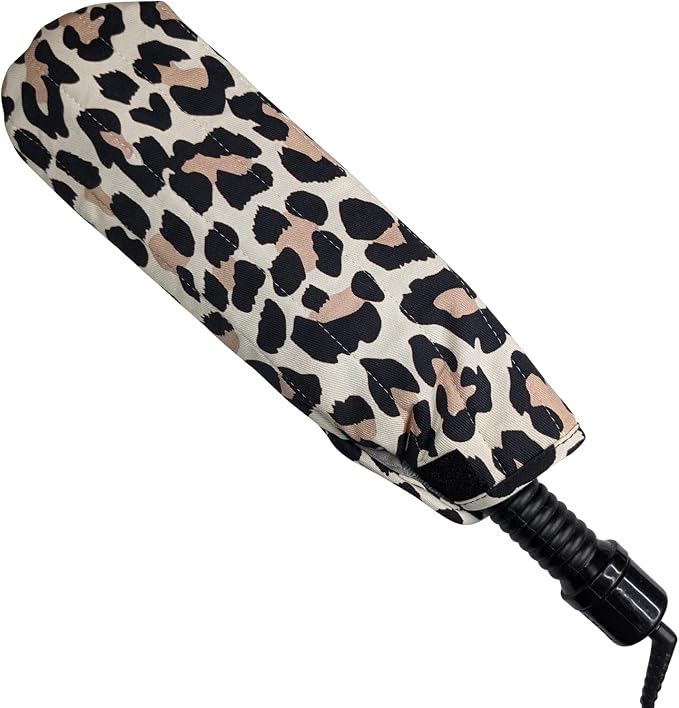 Case/Cover [Heat Resistant] for Curling Irons, Flat Irons or Straighteners, and Styling Irons, Silicone Coated Lining and Quilted Cotton Pouch for Travel, Gym, or Home [Cheetah]