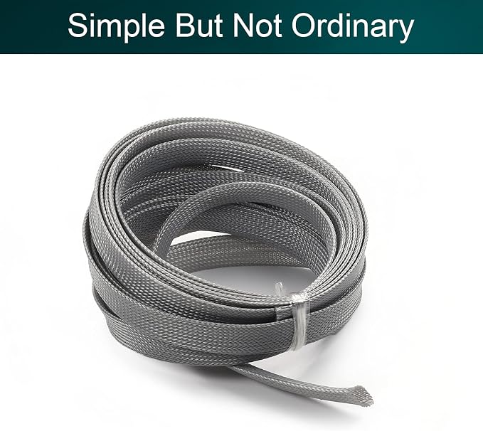Jutagoss PET Expandable Braided Cable Sleeve, 16.4ft - 5/8 inch Gray Cable Management Sleeve, Wire Loom Tube Cord Protector for USB Cable, Power Cord, Audio Video and More, 1Pc