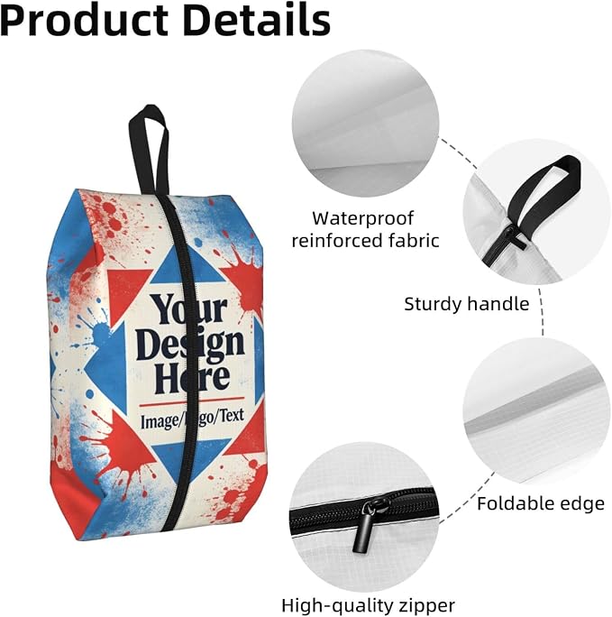 Custom Personalized Travel Shoe Bag for Men & Women, Waterproof Shoe Storage Organizer with Zipper, Portable Shoe Pouch for Sneakers, Heels, Sandals, Gym & Travel Luggage 2PCS