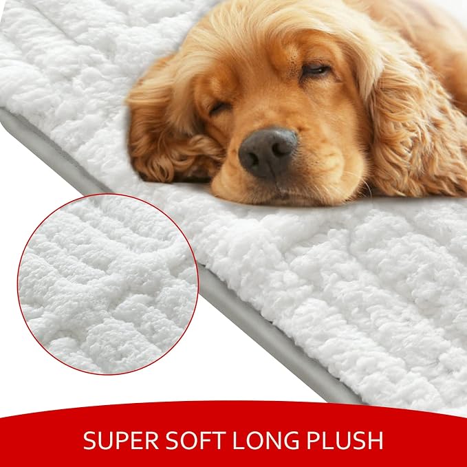Dog Crate Mat(24" X 18"), Small Dog Bed Pad for Crate | Soft Plush Bed Pad Machine Washable, Sleeping Mat with Anti Slip Bottom