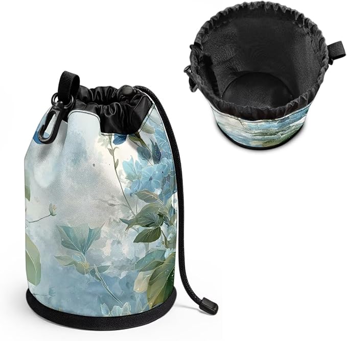Floral Print Portable Clothespin Bag, Drawstring Laundry Peg Organizer with Hanging Loop, Compact Storage Pouch for Clips, Ideal for Camping Trips, Home Drying Rack, RV