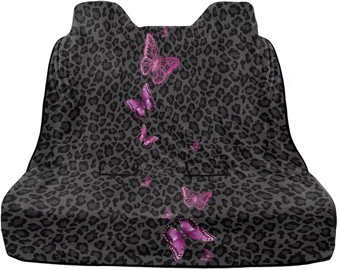 Renewold Rear Bench Protective Dog Car Seat Cover Car Back Seat Towel Cover After Gym Running Surfing Cushion Mat Purple Butterfly Leopard Print Universal Fit Most Vehicles Bus Train Camping Pads