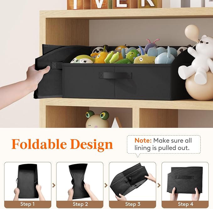 Lifewit Trapezoid Closet Storage Bin for Shelf, 6 Packs 23L, Black | Non-woven Closet Organizer Baskets with Handles, Foldable Clothes Containers Boxes for Clothing, Book, Purse, Extra Large