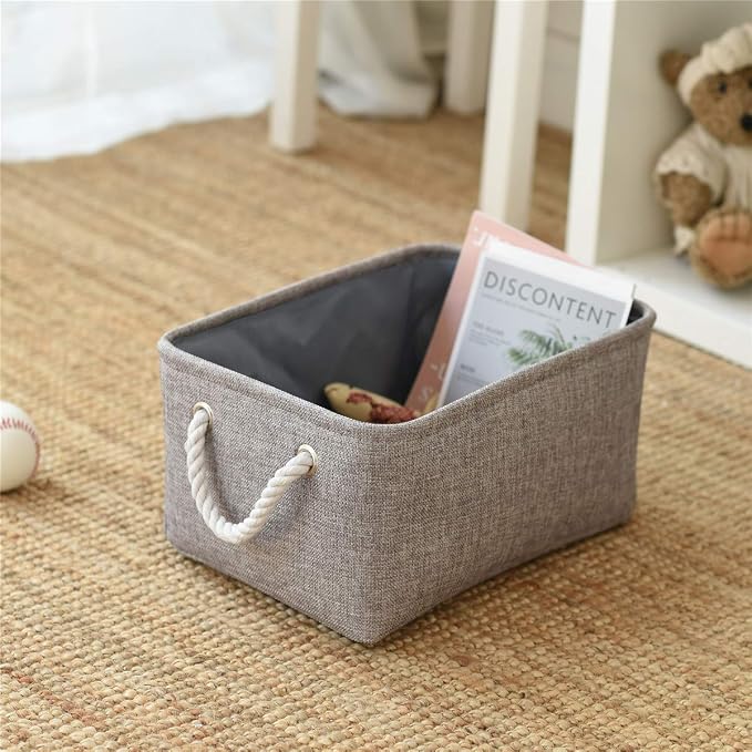 Storage Bins Basket - Storage Baskets for Organizing Shelves,Home Closet Organizer for Book Shelf Organization,Fabric Storage Cubes,Medium Decorative Grey Basket Gift