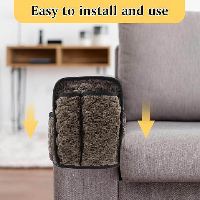 Remote Control Holder, Non Slip Bedside Caddy TV Remote Holder Armchair Caddy, Recliner Armrest Organizer with 14 Pockets for Cell Phone TV Remote Control Magazines