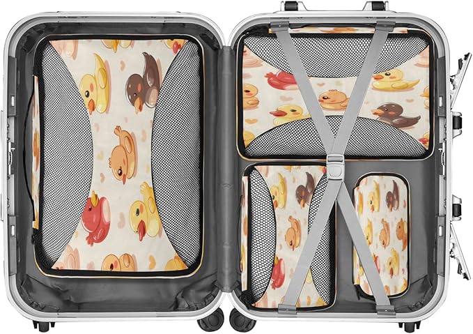 Packing Cubes for Travel, Funny Duck Travel Luggage Packing Organizers for Women Men, Large Custom Toiletries Bag for Cosmetics Toiletries, Duck Animal
