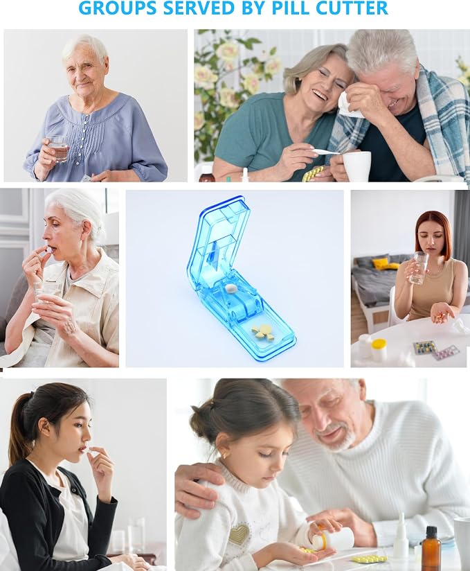 Pill Cutter Splitter for Small and Tiny Pills Best Pill Cutter Splitter 1/4 Vitamins Pill Splitter Cuts with Shield Medicine Tablet Cutter Doubles as a Pill Organizer