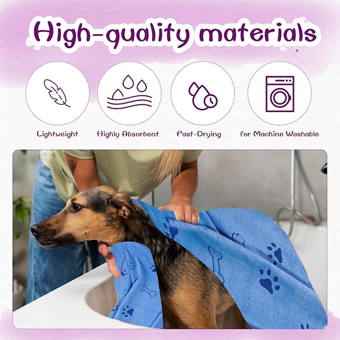 30 Pcs Dog Towels for Drying Dogs Bulk 20 x 40 Inch Quick Drying Pet Bath Towels Colorful Pet Grooming Towel Absorbent Microfiber Towel for Small Medium Large Dog Puppy Cat (Blue)