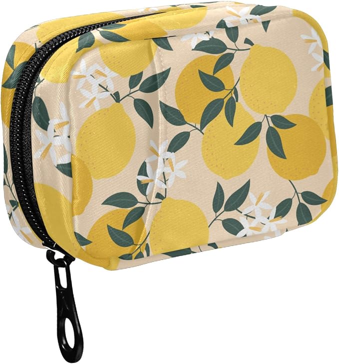 Fustylead Lemon Pill Organizer and Storage Weekly with Zipper, Removable Pill Box Portable Medicine Organizer for Vitamin Fish Oil Supplement
