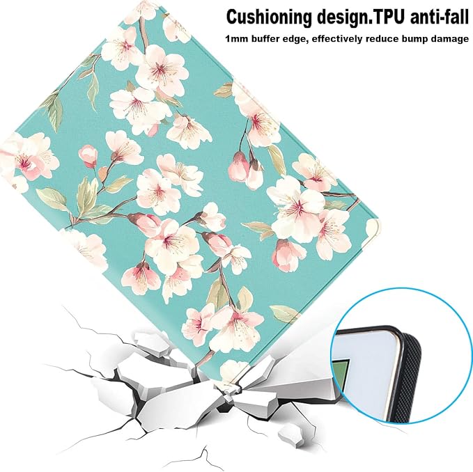 for Samsung Galaxy Tab S8/S7 2022/2020 11 Inch (SM-X700/X706/T870/T875/T878) Tablet Protective Cover with Adjustable Stand and Magnetic Auto Wake/Sleep,Cherry Blossom
