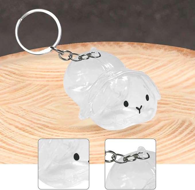 Colaxi Pet Bottle Keyring Rabbit Shaped Keepsake Portable Cute Transparent Pet Hair Holder Bag Charm