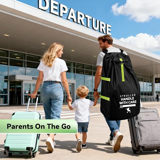 Large Stroller Bag for Airplane: 47"H x 24"W x 15"D Travel Stroller Cover | Stroller Travel Bag with Shoulder Handle, Baby Air Travel Essentials Fit Most Large Double Jogging Stroller Chicco Graco