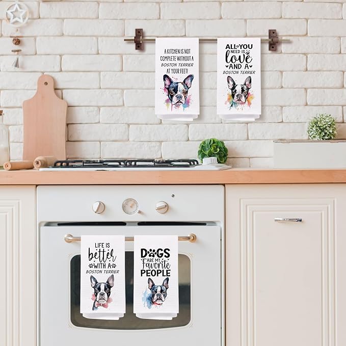 SPBL&L Boston Terrier Gifts for Women,Boston Terrier Decor Kitchen Bathroom Hand Dish Towels Set of 4,16x24 Inches