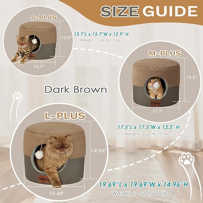 2-in-1 Cat Bed Cave, Cozy Covered Cat Beds for Indoor Cats,Pet Bed | 19.7"D x 15"H, Cave To Bed In Seconds, Pet Hideaway for Kittens & Small Dogs, Hanging Cat Toys, Machine Washable Puppy Bed