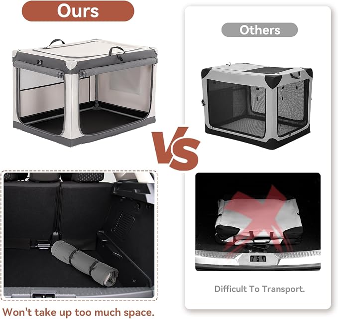A 4 Pet 36-in Collapsible Soft Dog Crate, Large Dogs, Travel | patented screw frame, Lockable zippers, waterproof base, washable cover, outdoor/indoor/car