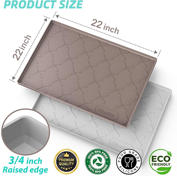Waterproof Under Sink Mat 22" x 22" Silicone Mat Cabinet Protector | Heavy Duty Kitchen Cabinet Liner, Easy Press Drain, Home Essentials for Pet Feeding, Boots, Bathroom, Organizers & Storage