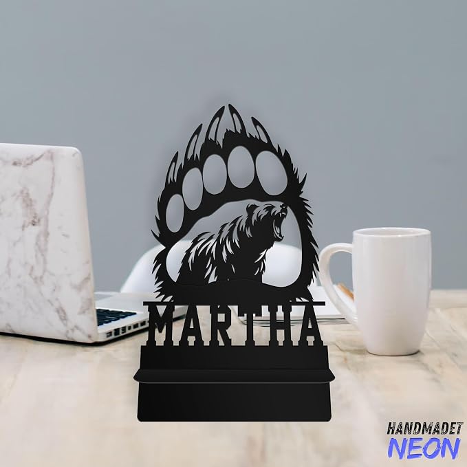 Personalized Bear Claw Phone Holder, Custom Name Metal Desk Stand, Wildlife Accessories Dock, Tablet, Smartphone Display Stands, Gifts For Friends, Animal Lovers, Teens, Christmas