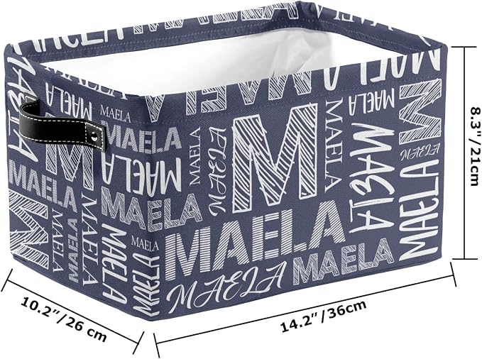 Foldable Personalized Storage Box for Boys Girls with Name Waterproof Kids Custom Storage Bin Baskets Cube Boxes Organizer with Handles for Organizing Shelf Closet, 1 Pack