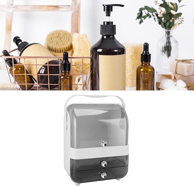 Makeup Organizer with PET Material and 2 Drawers for Bathroom Countertop (Small)