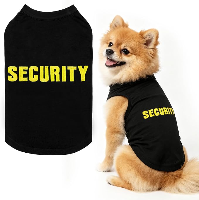 BINGPET Embroidered Security Dog Shirts,Soft Cotton Puppy Tshirt,Breathable Lightweight Dog Costumes Tank Top Vest,Machine Washable Stretchy Clothes for Small Medium Large Dogs Boy Girl (S)