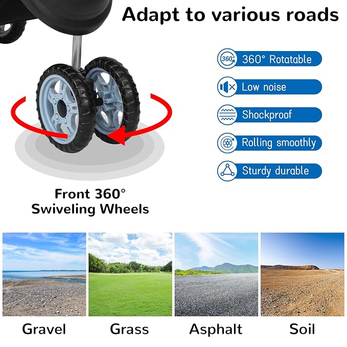 BLKMTY 3 Wheels Dog Stroller, Foldable Stroller for Cat, Dogs Waterproof Travel Carrier Strolling Cart for Puppy Small Dog Jogger Strollers W/Cup Holder & Storage Basket, Black