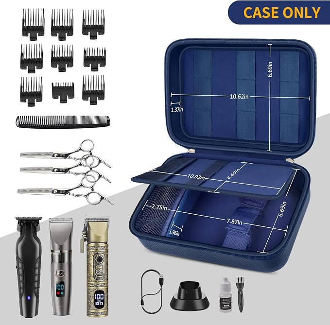 Boobowl Barber Accessories Bag for Clippers and Supplies, Hair Clipper Box | Portable Mens Clipper Storage Holder Organizer for Hair Cutting, Guard Grooming Kit and Barbers Supplies (Bag Only) -Black