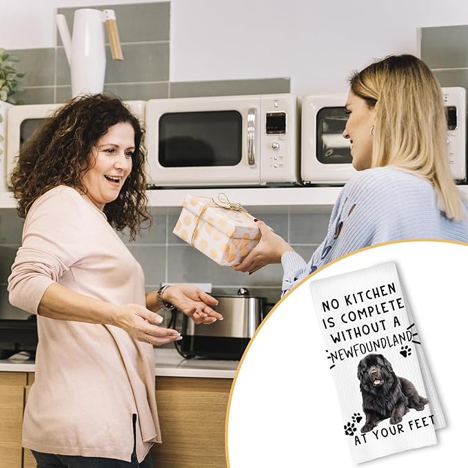Newfoundland Funny Dog Kitchen Towels - A Kitchen is Not Complete Without A Newfoundland Waffle Weave Hand Towels for Bathroom for Home Bathroom Decor,16×24 Inch