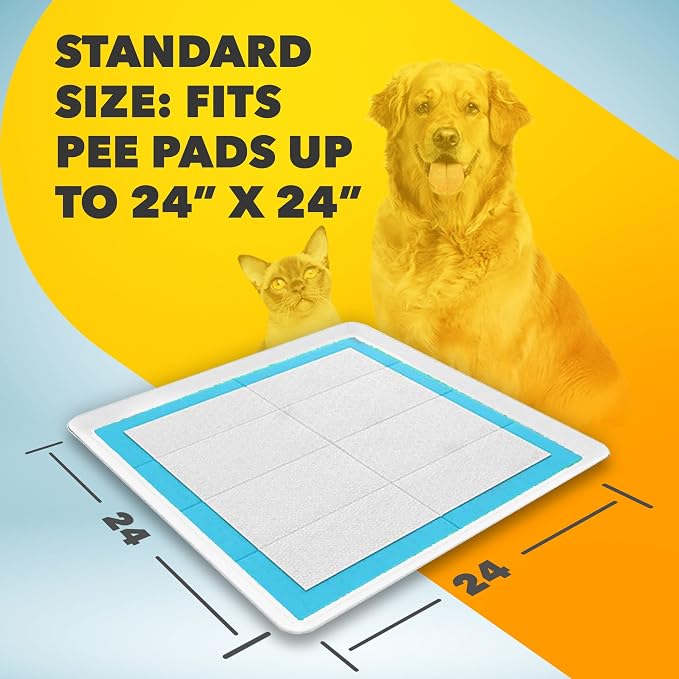 Dog Pee Pad Holder - Fits Up to 24” x 24” Pee Pad - 1 Pack - White | Stable Grip, Raised Edges, Quick-Wipe Silicone Surface Dog Potty Tray Holder for Indoor Flooring Protection