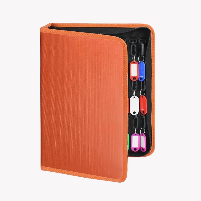Sdstone Zippered Key Organizer Case Waterproof and Fireproof Key Binder with 60 Hooks and Tags Portable Key Storage, Key Box Organizer for Offices Real Estate Agencies Hotels and Rental Management