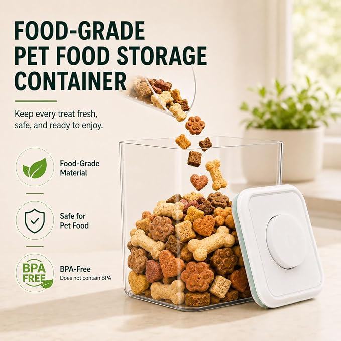 Pet Dog-Cat POP-Treat Airtight jar-Container - 2.2 Qt/2 L | Stackable One-Touch Opening | For Snacks Candy Salt Herbs Spices | BPA-Free