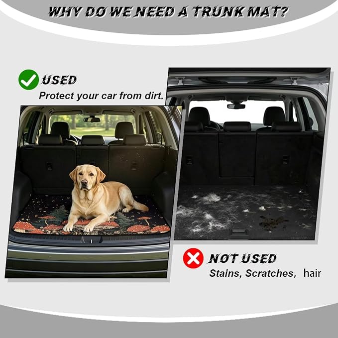 Mushroom Frog Cargo Liner Dustproof Floor Mats Non Slip Trunk Protection Mat Universal for Cars, SUV, Vehicle, Backing Rear Trunk Liners for Picnic Camping